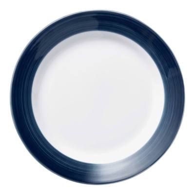 Libbey Banded Rigel Constellation 9" Lunar Bright White Porcelain Plate with Steel Blue Solid Band