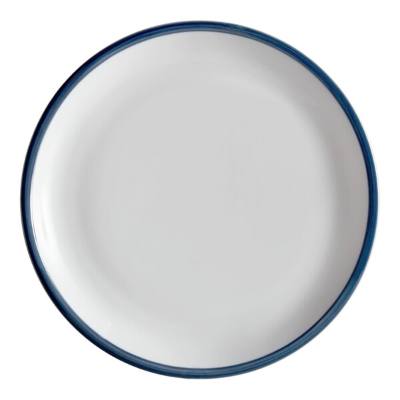 Libbey 999024150 Banded Rigel Constellation 9" Lunar Bright White Porcelain Pellet Plate with Steel Blue Solid Band
