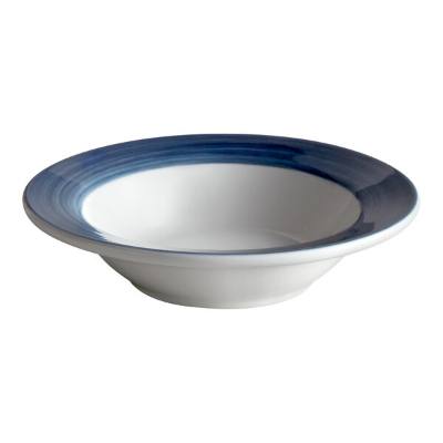 Libbey 999024892 Banded Rigel Constellation 3.5 oz. Lunar Bright White Porcelain Bowl with Steel Blue Solid Band