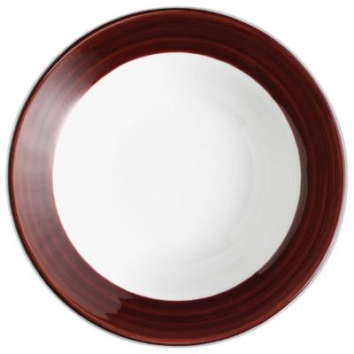 Libbey 999025892 Banded Rigel Constellation 3.5 oz. Lunar Bright White Porcelain Bowl with Apple Butter Solid Band