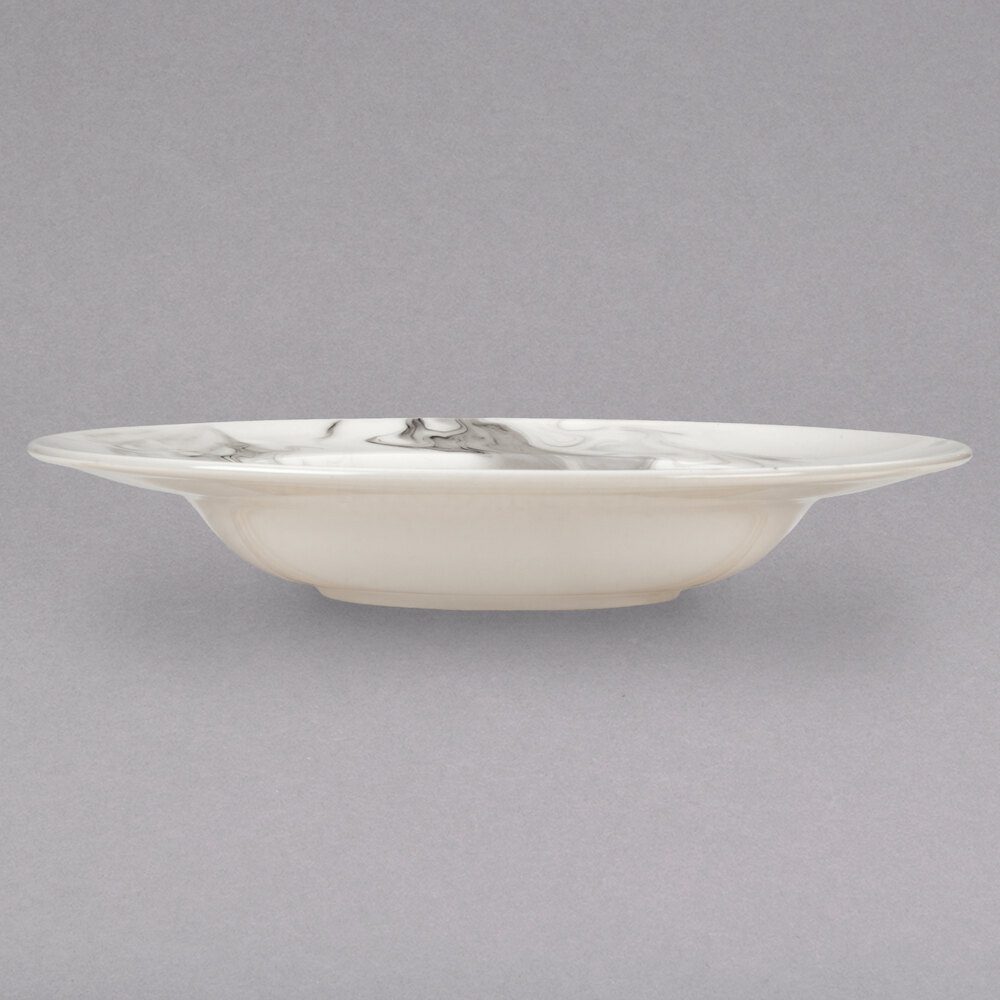 Reserve by Libbey 999533006 Smoke 9" Royal Rideau White / Black Swirl Porcelain Soup Bowl - 24/Case