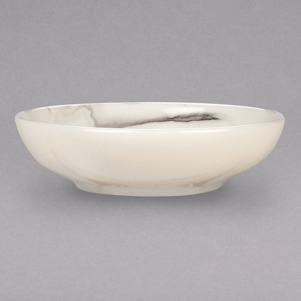 Reserve by Libbey 999533014 Smoke 3 1/2" Royal Rideau White / Black Swirl Porcelain Soy Sauce Dish - 36/Case