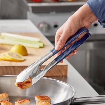 Vollrath 4780930 Jacob's Pride 9.5" Scalloped Tongs, Blue Kool-Touch Handle