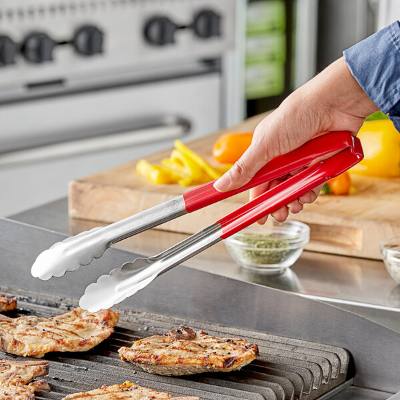 Vollrath 4781240 Jacob's Pride 12" Scalloped Tongs, Red Kool-Touch Handle