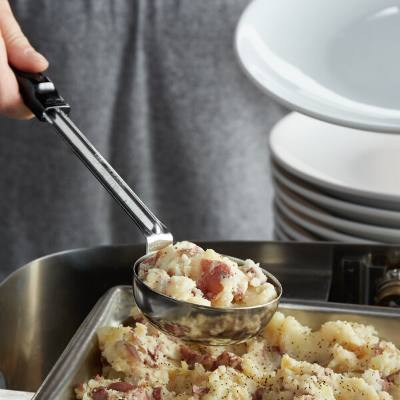Vollrath 61172 Spoodle® 4 oz. Black Solid Round Portion Spoon w/ Grip 'N Serve Handle