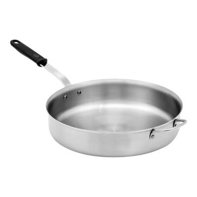 Vollrath 702175 Tribute 7.5 Qt. Tri-Ply Stainless Saute Pan, Black Silicone Handle