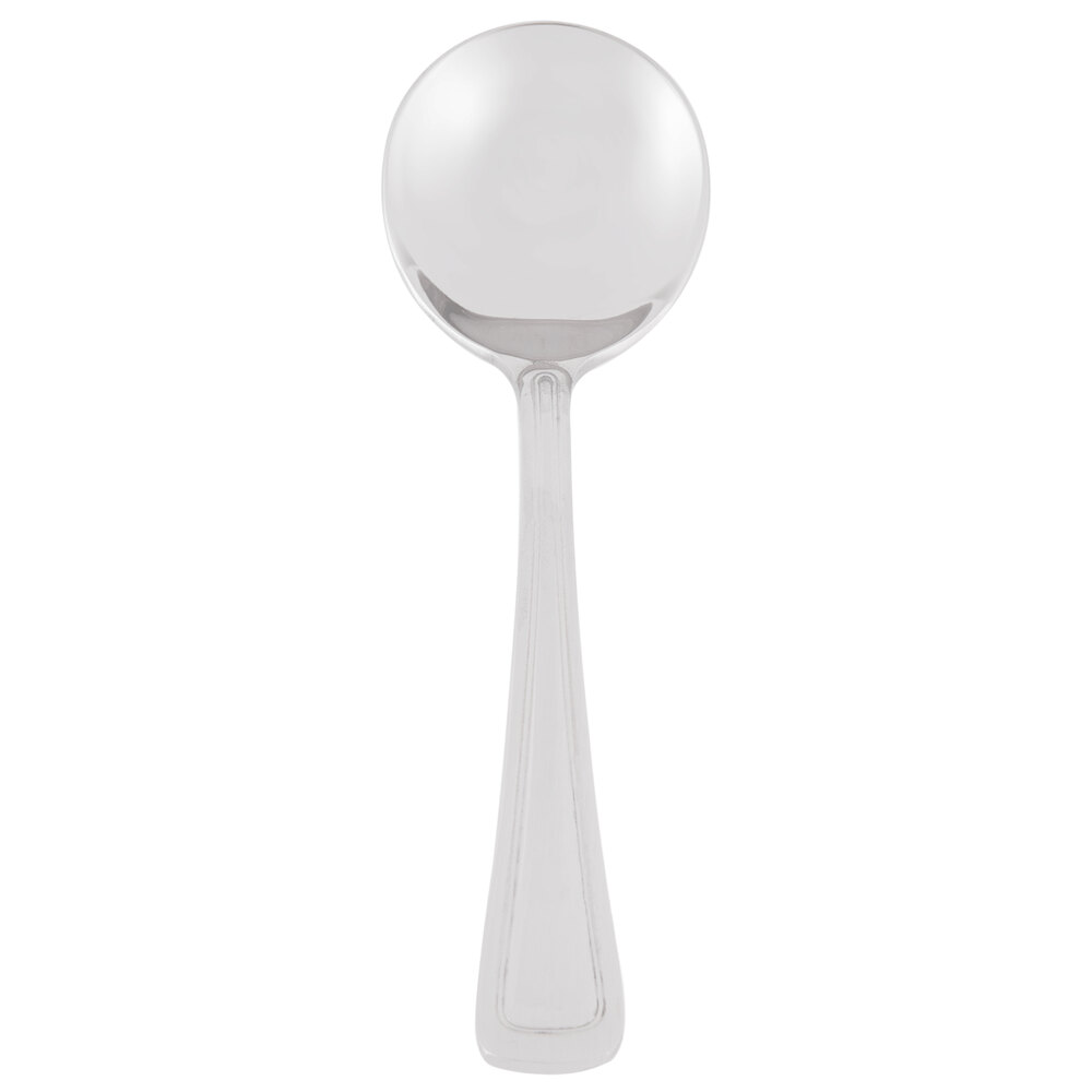 Libbey 101 016 Classic Rim II 5 3/4" 18/8 Stainless Steel Extra Heavy Weight Bouillon Spoon - 36/Case
