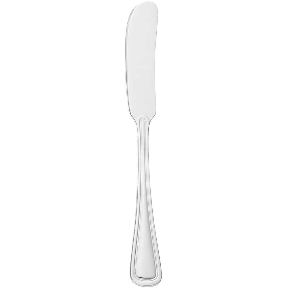 Libbey 101 053 Classic Rim II 6 1/8" 18/8 Stainless Steel Extra Heavy Weight Butter Spreader with Flat Handle - 36/Case
