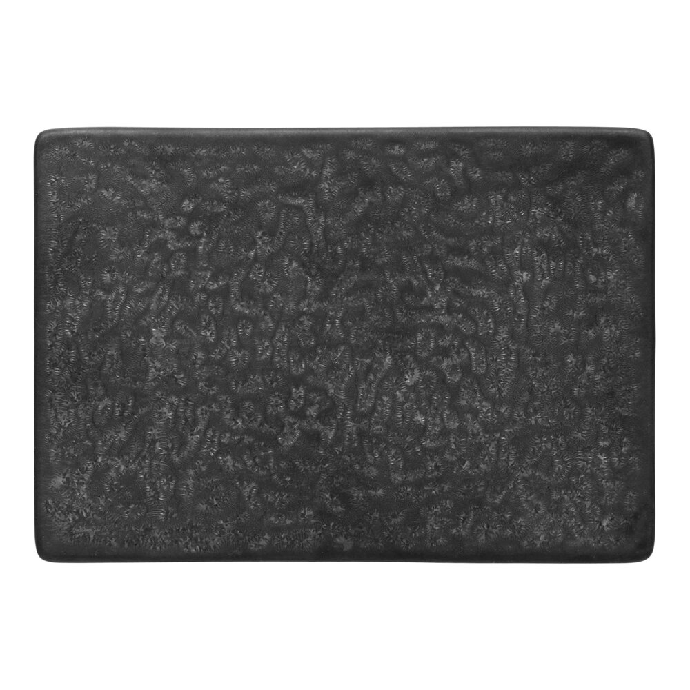 Reserve by Libbey Ignea 7 1/8" x 5" Black Matte Rectangular Porcelain Platter - 12/Case