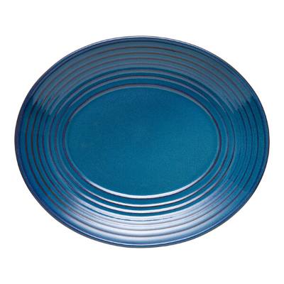 Libbey Canyonlands 12 1/8" x 10 1/8" Blue Oval Terracotta Platter