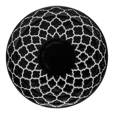 Libbey Samira 6 1/2" Black Porcelain Deep Coupe Stacking Plate with White Embossing