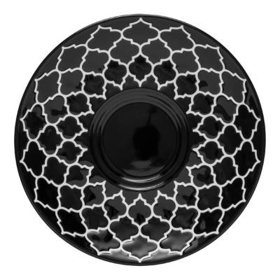 Libbey Samira 5 3/4" Black Porcelain Saucer with White Embossing