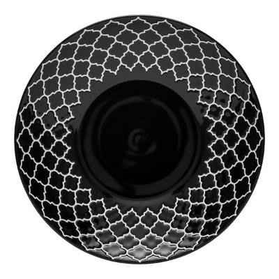 Libbey Samira 8 7/8" Black Deep Coupe Plate with White Embossing