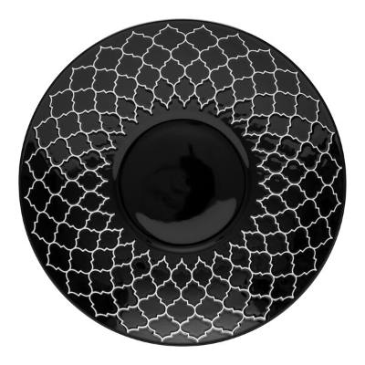 Libbey Samira 12" Black Deep Coupe Plate with White Embossing