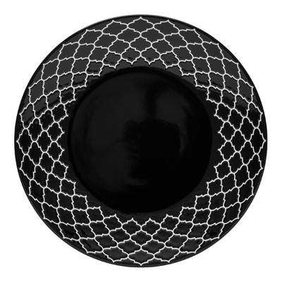 Libbey Samira 12 1/8" Black Porcelain Plate with White Embossing