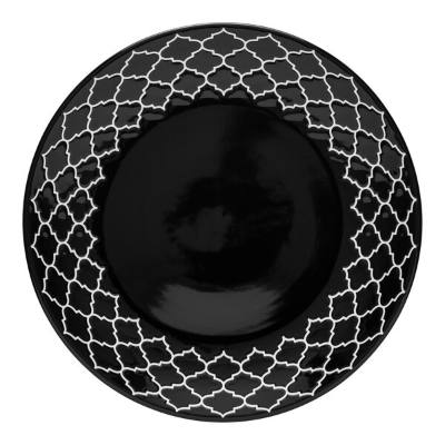 Libbey Samira 10" Black Porcelain Plate with White Embossing