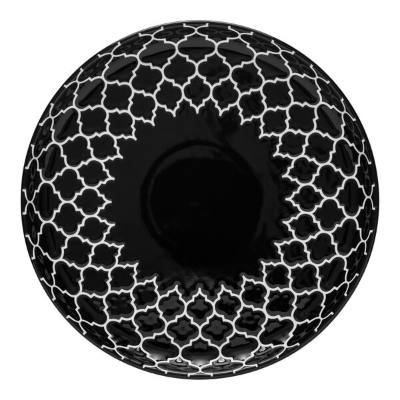 Libbey Samira 8 1/4" Black Porcelain Deep Coupe Stacking Plate with White Embossing
