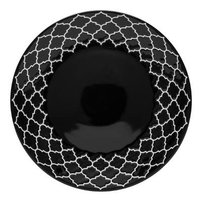 Libbey Samira 9" Black Porcelain Plate with White Embossing