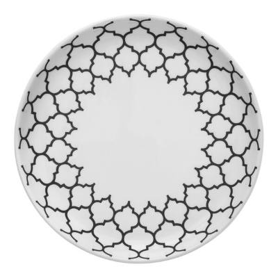 Libbey Samira 6 1/2" White Porcelain Deep Coupe Stacking Plate with Black Embossing