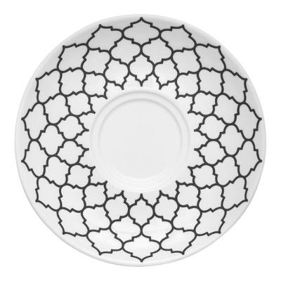 Libbey Samira 5 3/4" White Porcelain Saucer with Black Embossing
