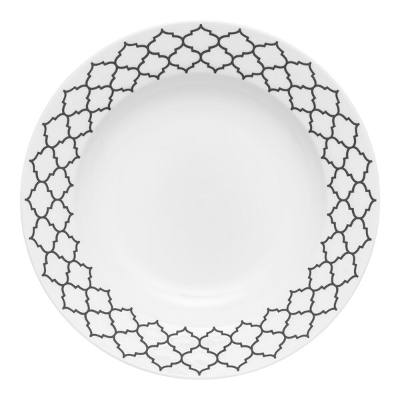Libbey Samira 26.4 oz. White Wide Rim Porcelain Soup Bowl with Black Embossing