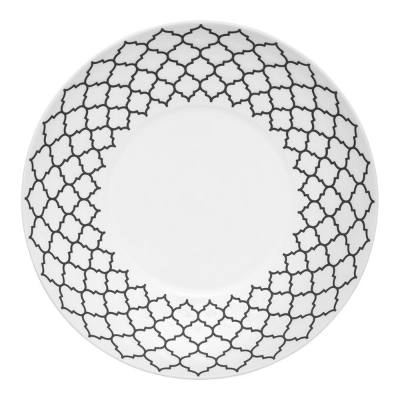 Libbey Samira 8 7/8" White Deep Coupe Plate with Black Embossing