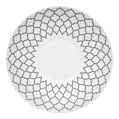 Libbey Samira 12" White Deep Coupe Plate with Black Embossing