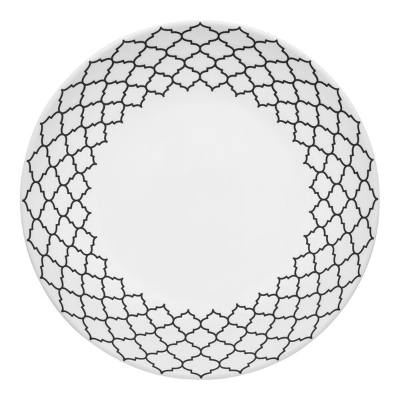 Libbey Samira 12 1/8" White Porcelain Plate with Black Embossing