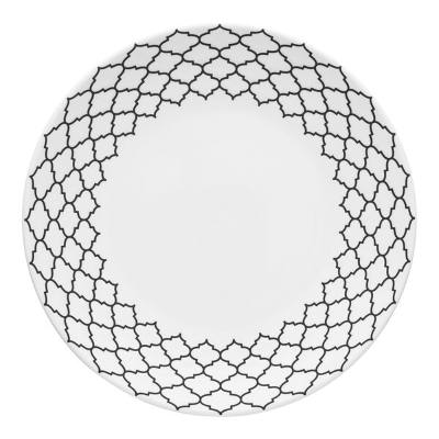 Libbey Samira 11 1/8" White Porcelain Plate with Black Embossing