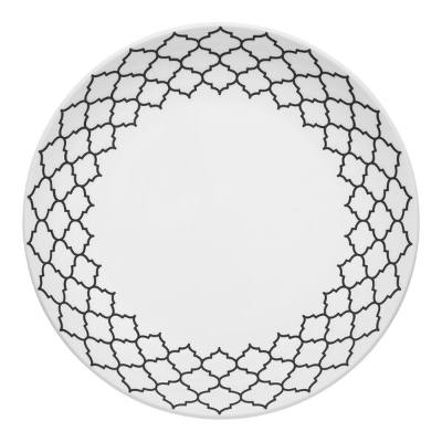 Libbey Samira 10" White Porcelain Plate with Black Embossing