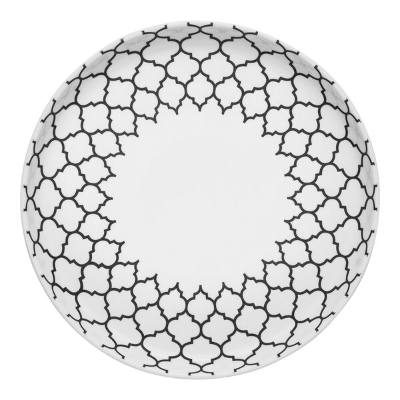 Libbey Samira 8 1/4" White Porcelain Deep Coupe Stacking Plate with Black Embossing