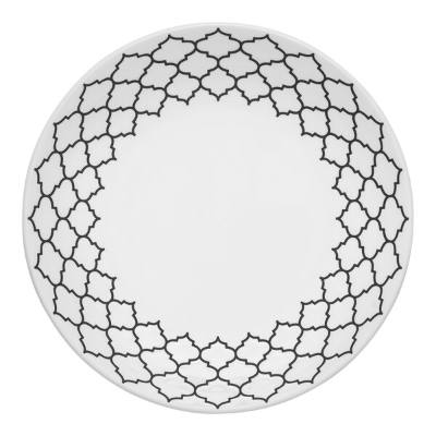 Libbey Samira 9" White Porcelain Plate with Black Embossing