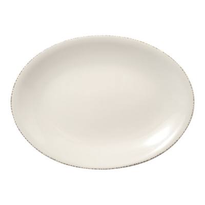 Libbey Farmhouse Coupe 13 1/2" x 10" Cream Porcelain Platter