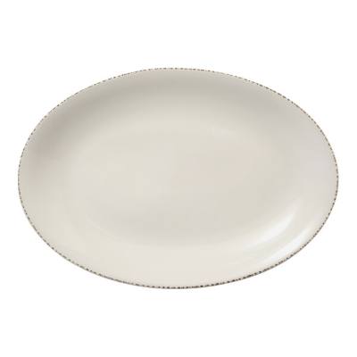 Libbey Farmhouse Coupe 11 3/4" x 8" Cream Porcelain Platter