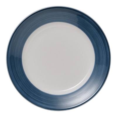 Libbey Porcelana Blue 6 1/4" Bright White Porcelain Plate with Blue Band