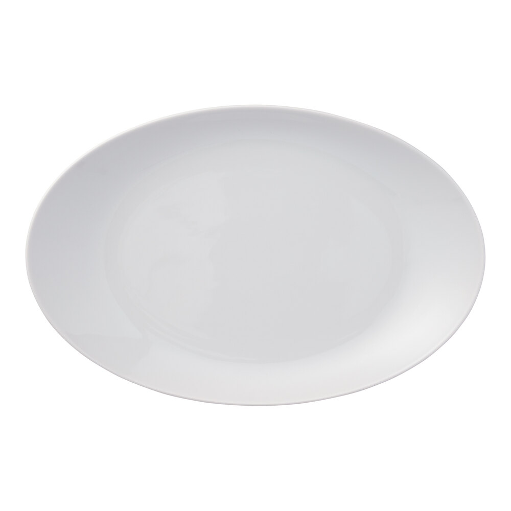 Reserve by Libbey Parisian 12 1/2" x 8 3/8" Porcelain Coupe Oval Platter - 6/Case