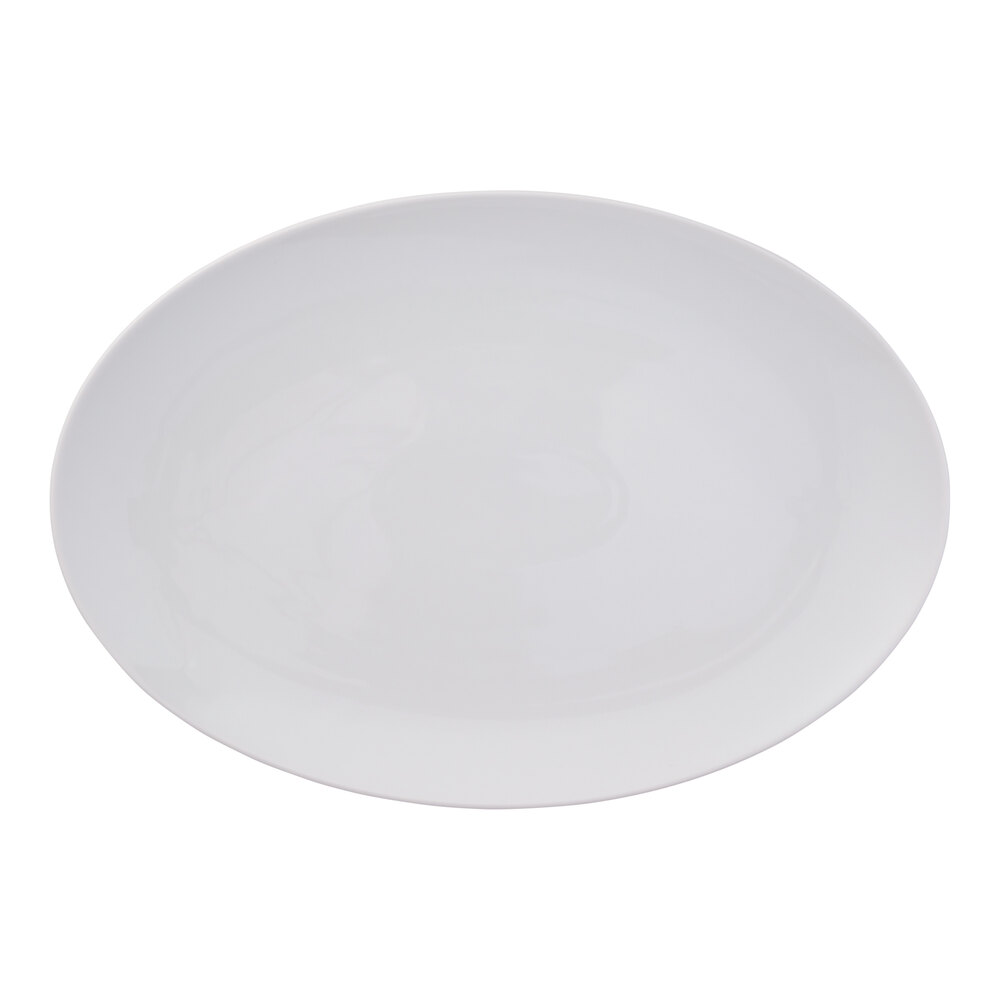 Reserve by Libbey Parisian 12 3/4" x 8 3/4" Porcelain Coupe Oval Platter - 6/Case