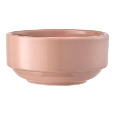 Libbey Porcelana Color 10.5 oz. Coral Stackable Round Porcelain Bowl