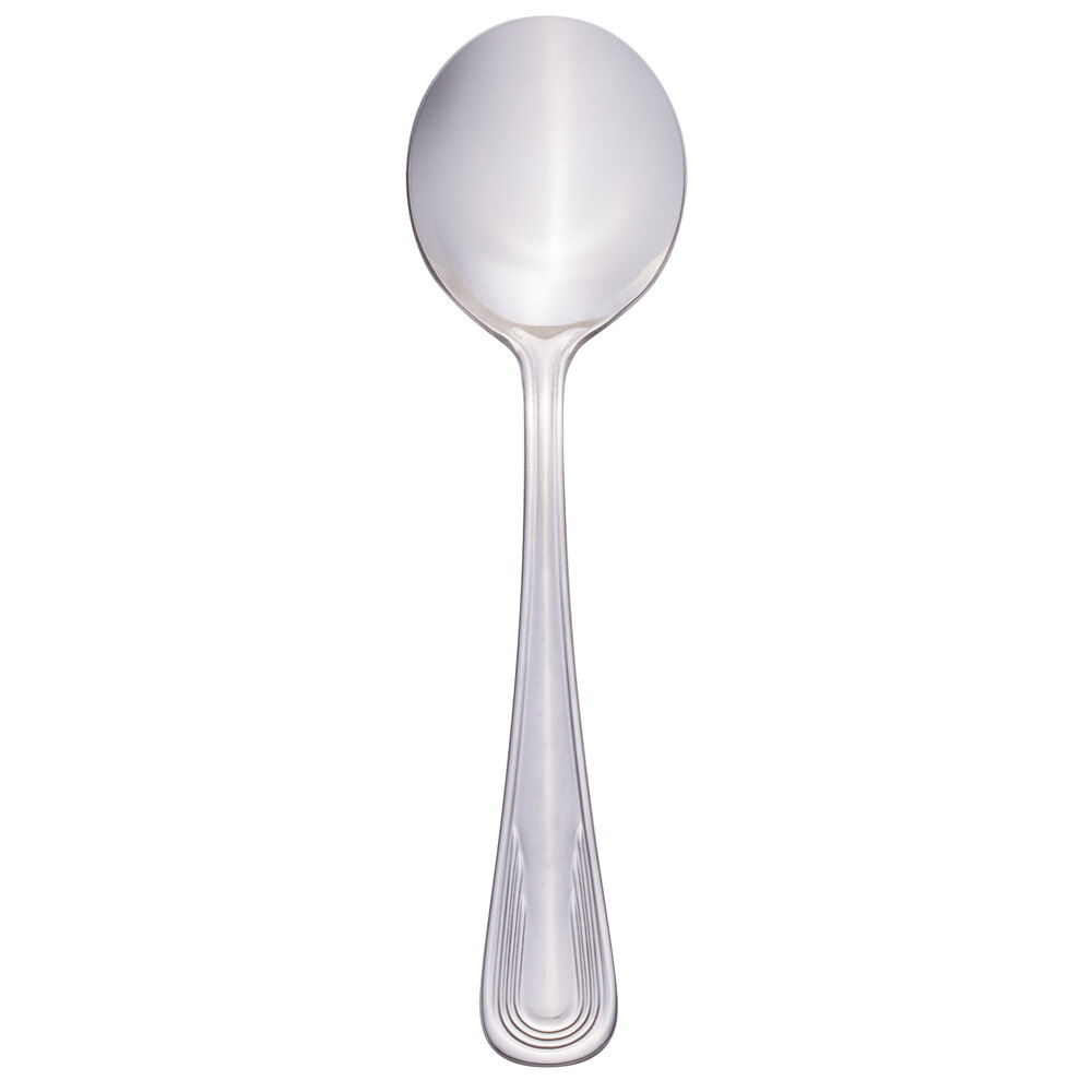Libbey 129 016 Reflections 6 3/8" 18/0 Stainless Steel Heavy Weight Bouillon Spoon - 36/Case