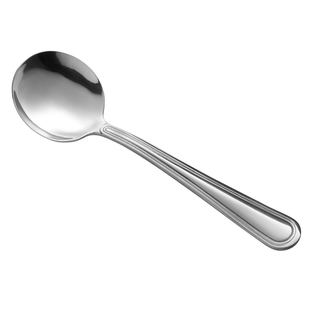 Libbey Brandware 139 016 Classic Rim 5 5/8" 18/0 Stainless Steel Medium Weight Bouillon Spoon - 36/Case