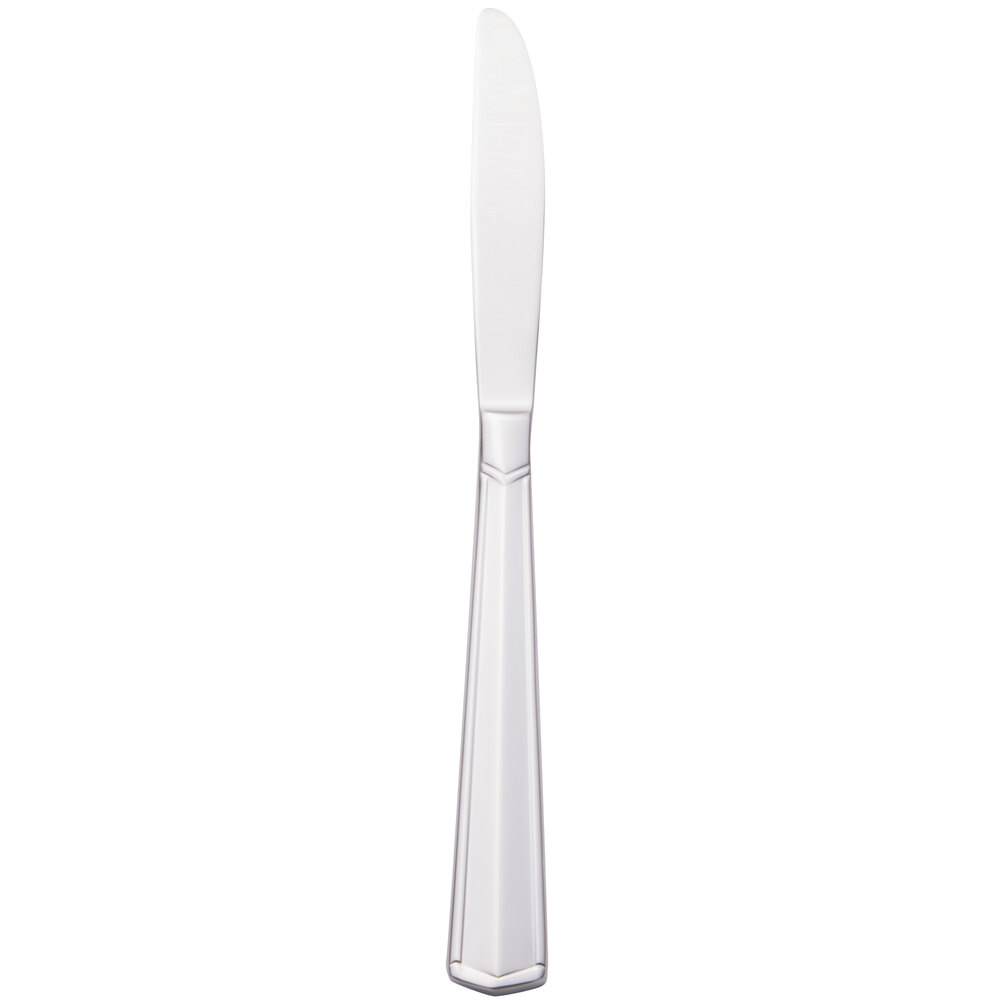 Libbey 146 5502 Vermont 8 1/2" 18/0 Stainless Steel Heavy Weight Solid Handle Dinner Knife with Fluted Blade - 12/Case