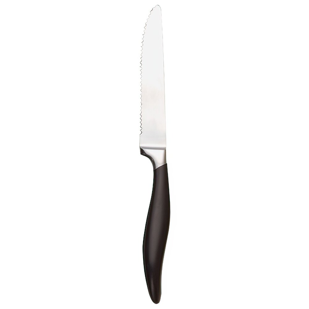 Libbey 201 2801 Stand-Up 8 3/4" Stainless Steel Steak Knife with Black Plastic Forged Handle - 12/Pack