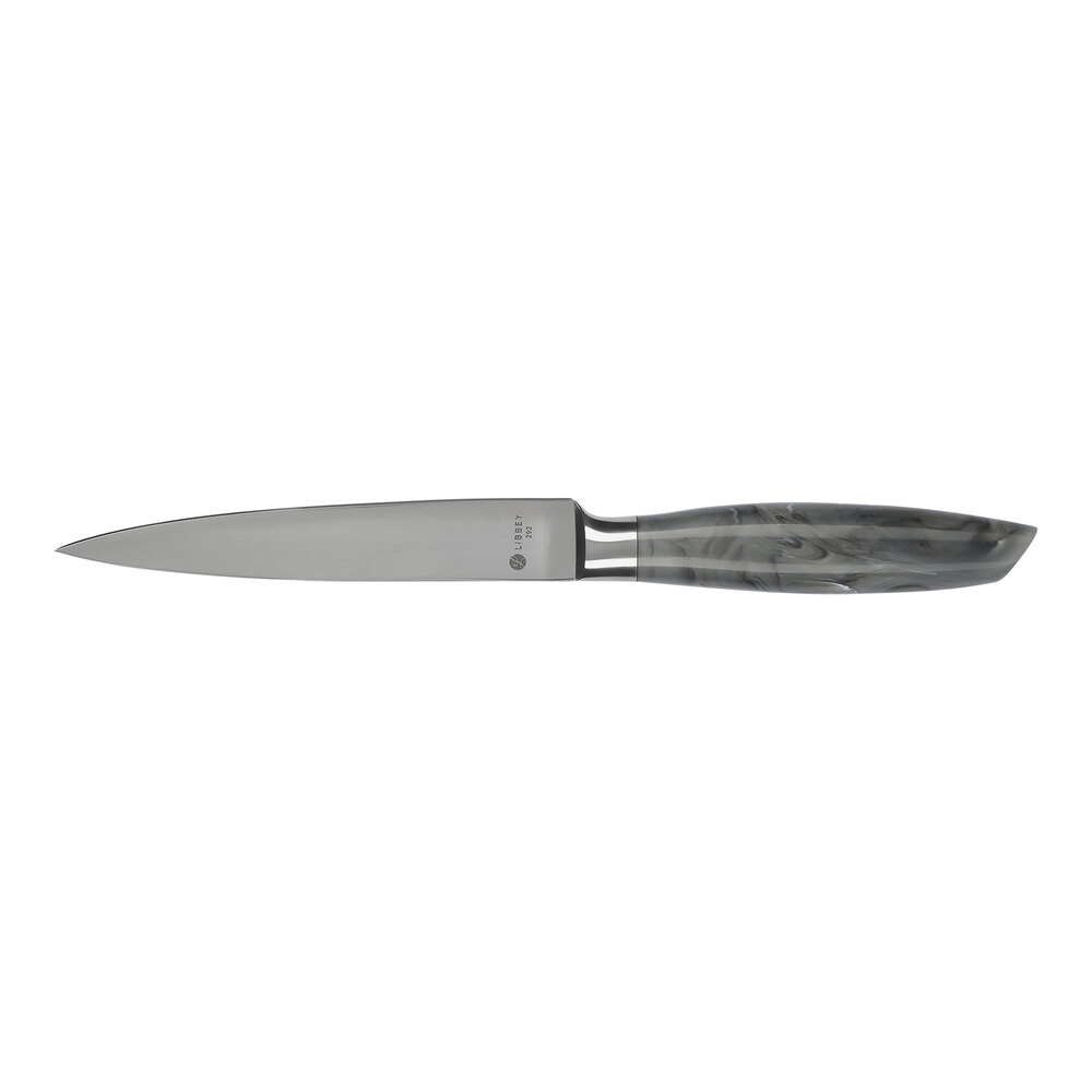 Libbey 9 3/8" Stainless Steel Heavy Weight Steak Knife with Gray Marble Handle - 12/Case