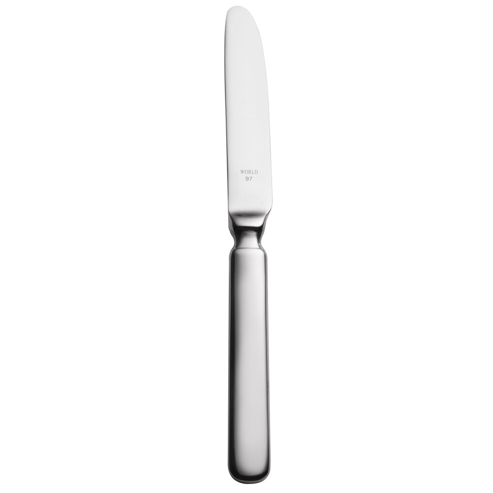 Libbey 213 554 Baguette 7 1/2" 18/0 Stainless Steel Heavy Weight Plain Solid Handle Bread and Butter Knife - 36/Case