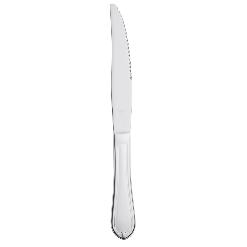 Libbey 239 5762 Antique 8 5/8" 18/0 Stainless Steel Heavy Weight Fluted Solid Handle Steak Knife - 36/Case