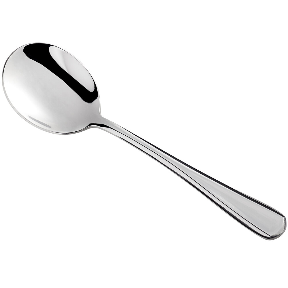 Libbey 304 016 Adrina 6 3/8" 18/0 Stainless Steel Heavy Weight Bouillon Spoon - 36/Case