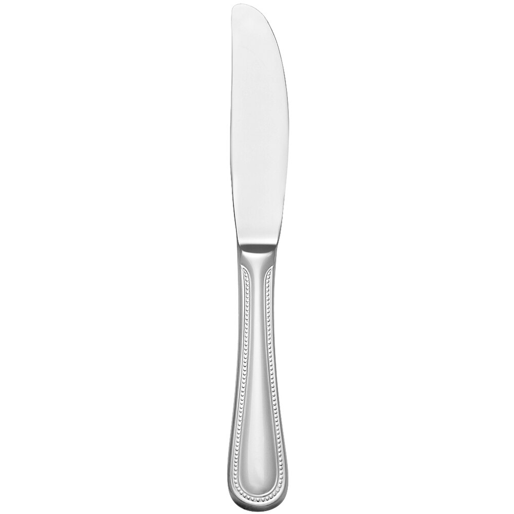 Libbey 407 554 Calais 7" 18/8 Stainless Steel Extra Heavy Weight Solid Handle Bread and Butter Knife with Plain Blade - 12/Case