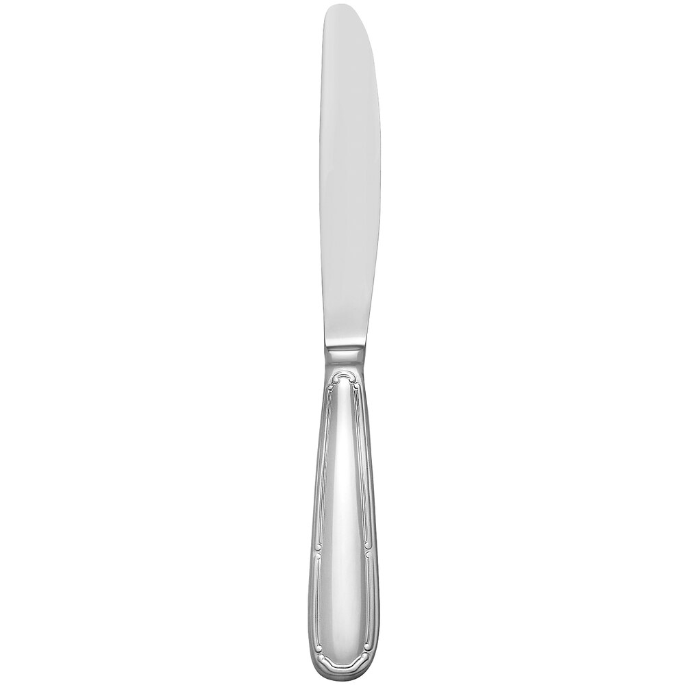 Reserve by Libbey 412 5501 Baroque 9 5/8" 18/10 Stainless Steel Extra Heavy Weight Dinner Knife with Solid Handle - 12/Case