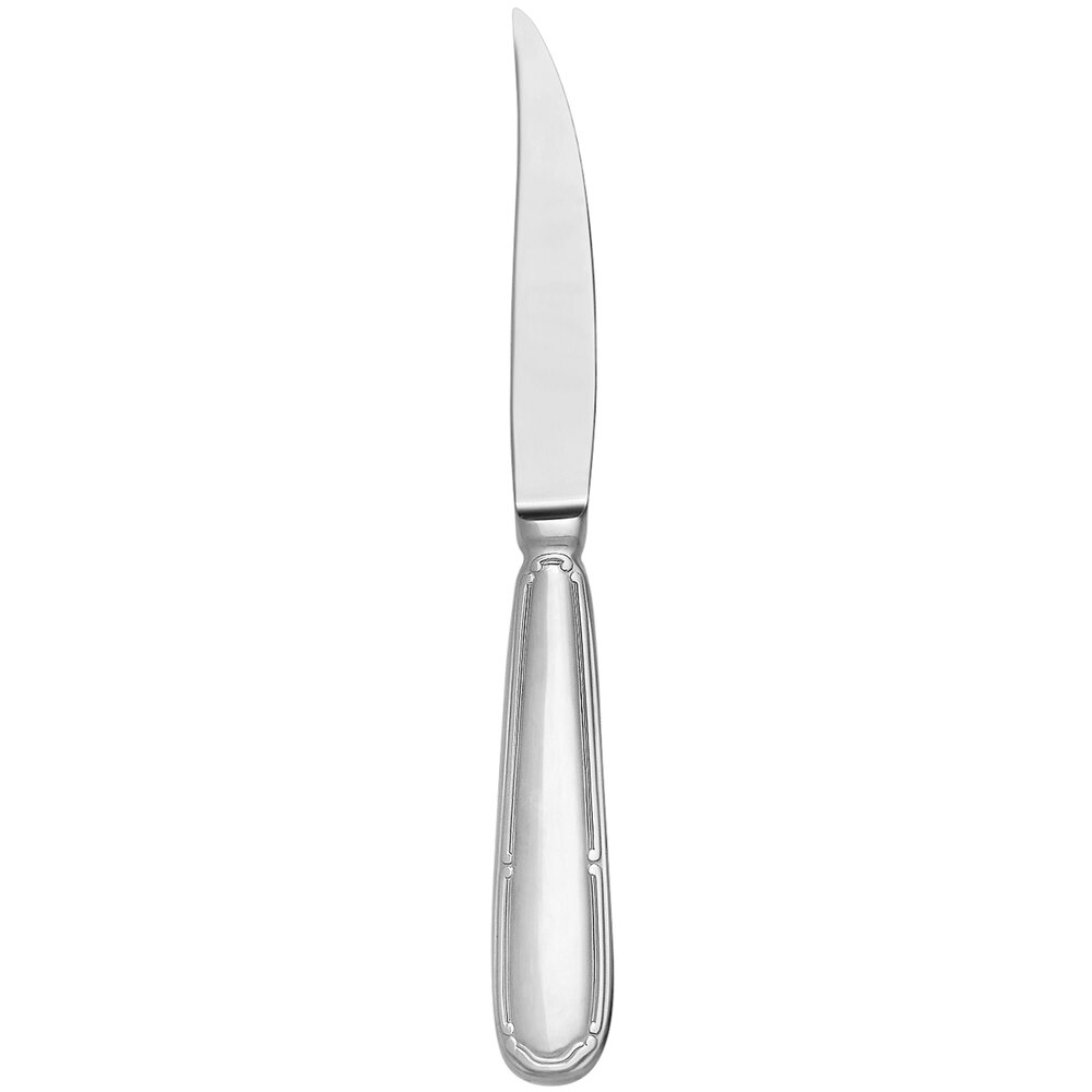 Reserve by Libbey 412 5762 Baroque 8 7/8" 18/10 Stainless Steel Extra Heavy Weight Steak Knife with Solid Handle - 12/Case