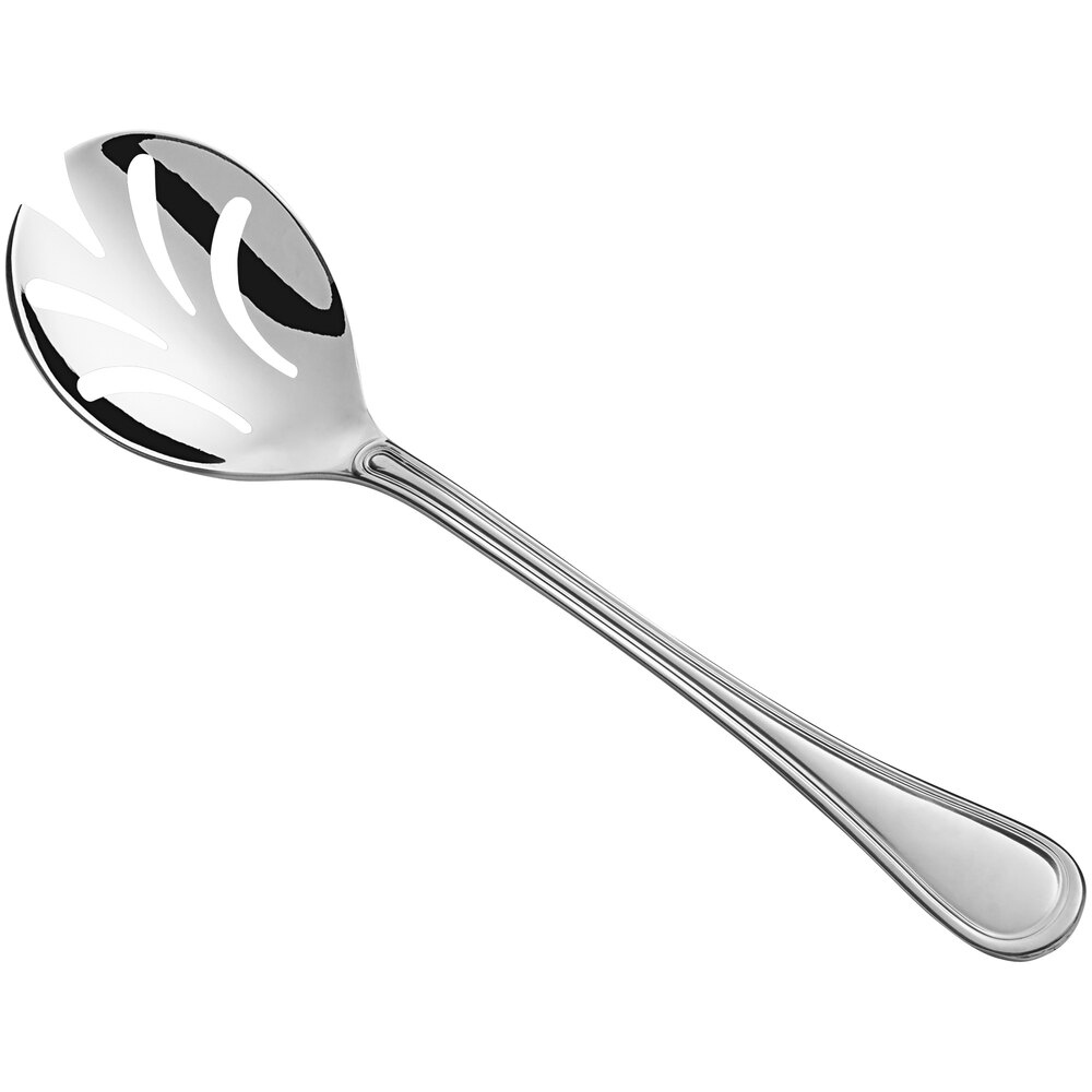 Libbey Louvre 9 1/2" 18/0 Stainless Steel Heavy Weight Slotted Serving Spoon